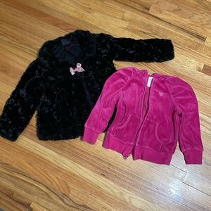 2 girls, toddler jacket- pink and black. Fit like 3T